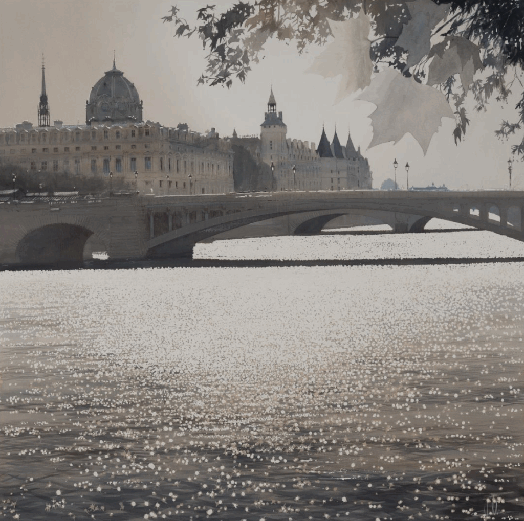 Charles Villeneuve_Clementine de Forton Gallery_Le pont Notre Dame_Lithography 350gr.:m2_70x70cm_ed.8