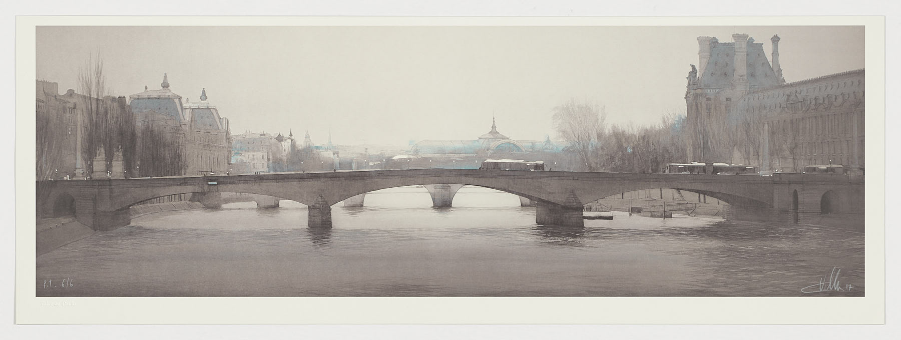 Le pont du Carrousel Lithography charles villeneuve clementine de forton gallery